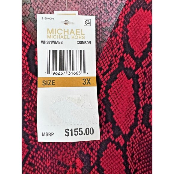 Michael Kors Women's Plus Size Snakeskin-Print Mini Dress Red Crimson Size 3X - Picture 6 of 9